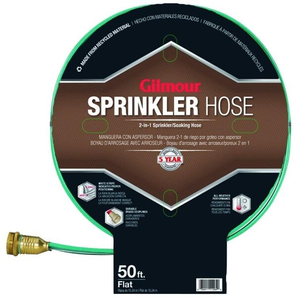 Gilmour MFG Garden Sprinkler Hose, 50 ft L, Vinyl 8714211001 Zoro